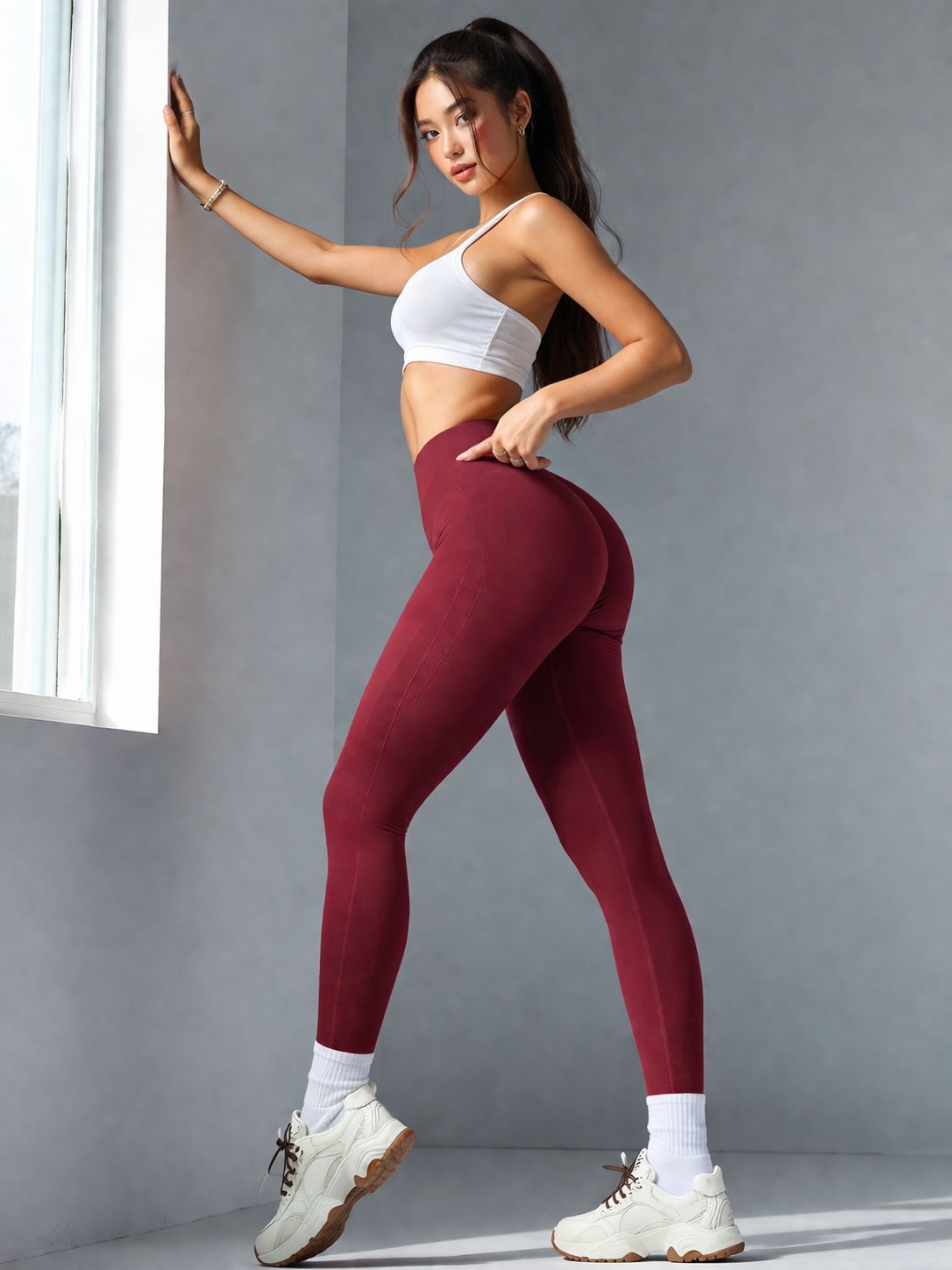 เลกกิ้งเอวสูง V-Shape กระชับสัดส่วน เนื้อนุ่มเหมือนสัมผัวที่สอง 018K | V-Waist Sculpting Leggings