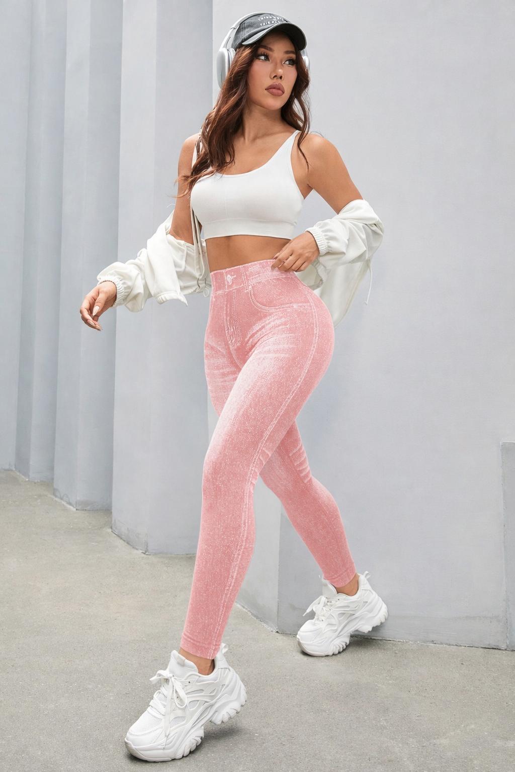 เลกกิ้งลายยีนส์ เอวสูงกระชับสัดส่วน ดูเหมือนยีนส์แต่ใส่สบายกว่า! 1633CK | Denim Print High-Waist Leggings