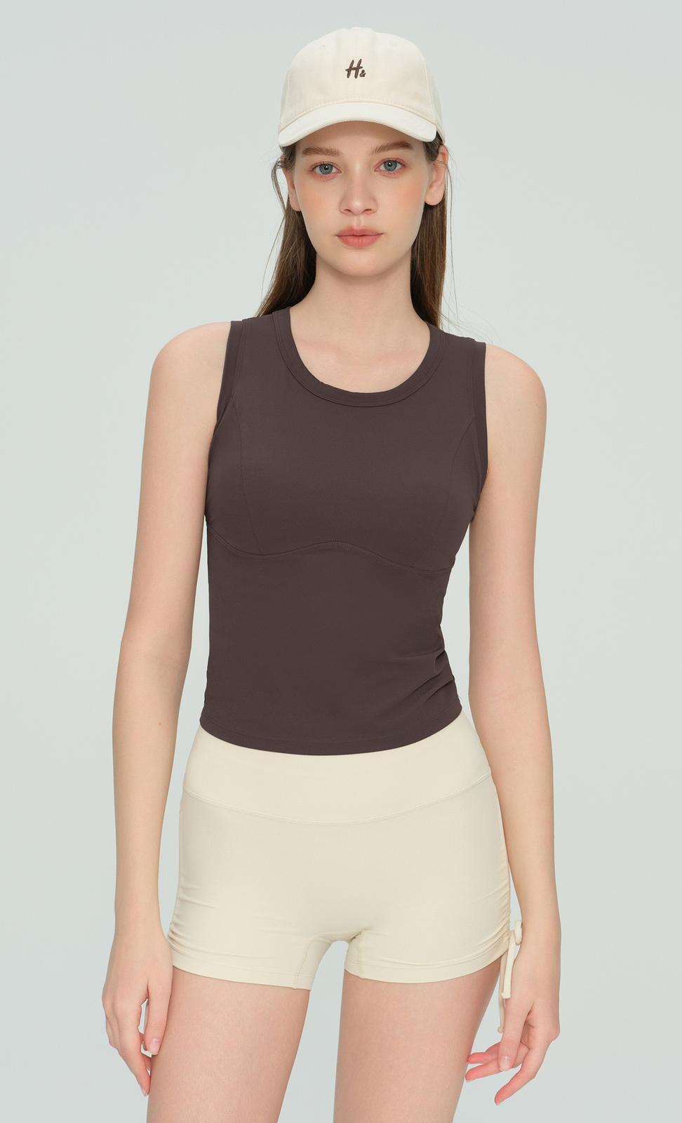 เสื้อกล้ามยิม บราในตัว เส้นซีมรับทรง ใส่สบายตลอดวัน | Built-in Bra Gym Tank Top WX53019