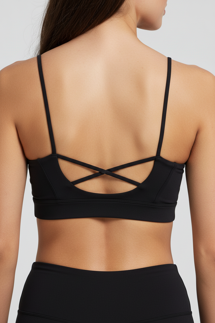 Black Thin Strap Circle X Back