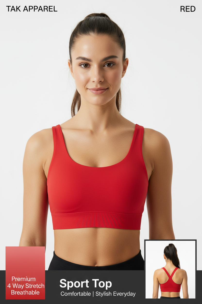 Sport Top - Red Upper Half Front
