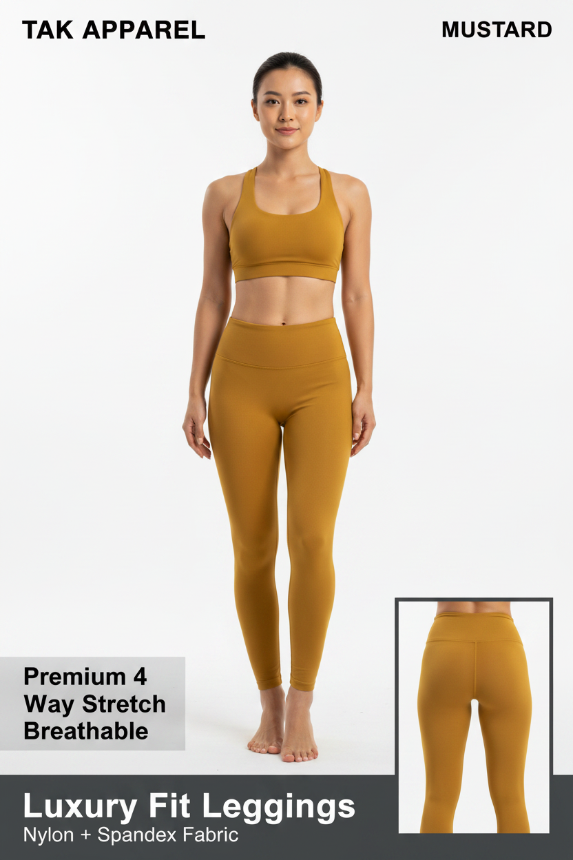 Luxury Fit Leggings - Mustard Full Body