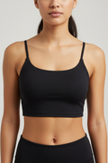 Crop Top สายเดี่ยว X-back สีดำ ด้านหน้า