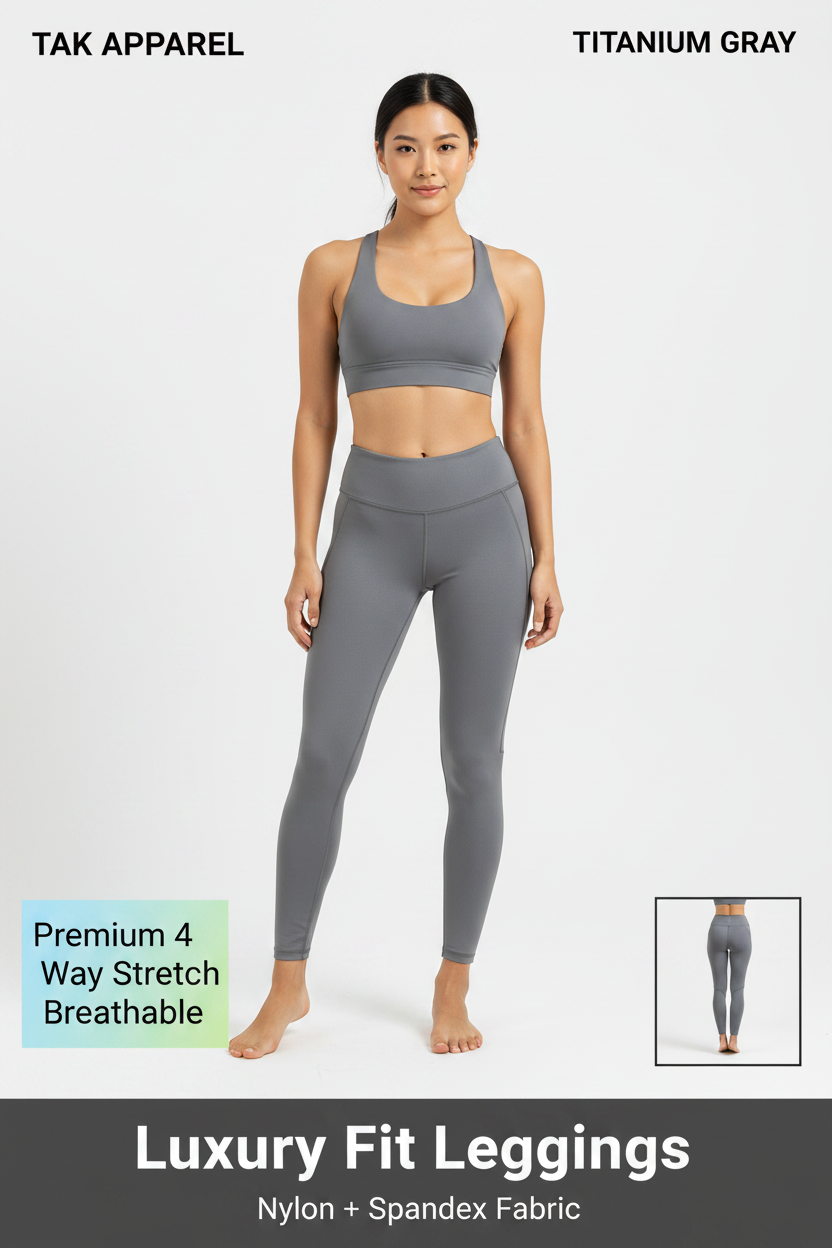 Luxury Fit Leggings - Titanium Gray Full Body