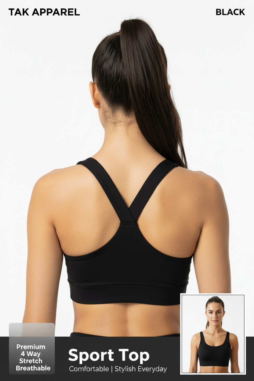 Sport Top - Black Upper Half Back Main