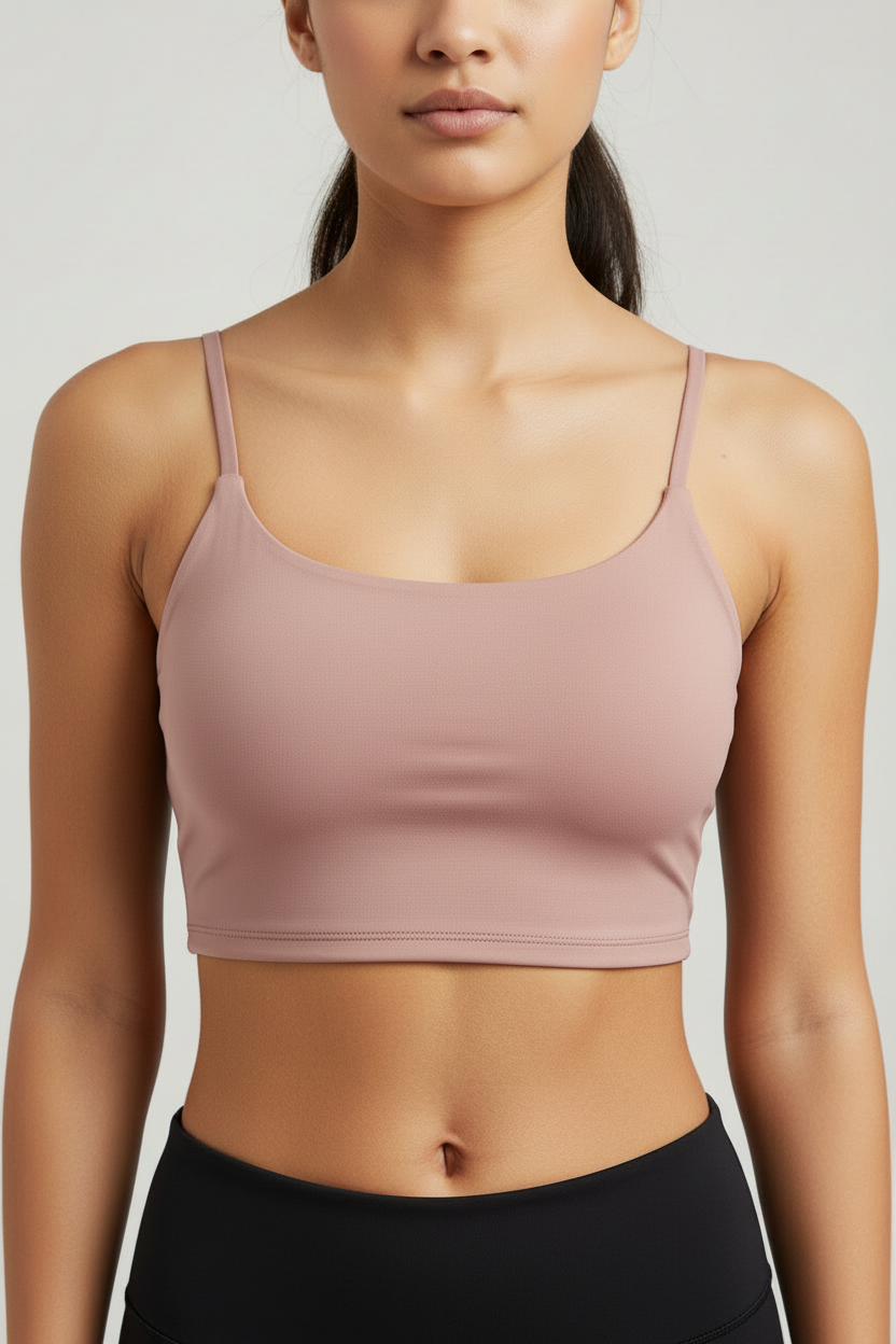 Crop Top Circle X-back สีดินชมพู ด้านหน้า
