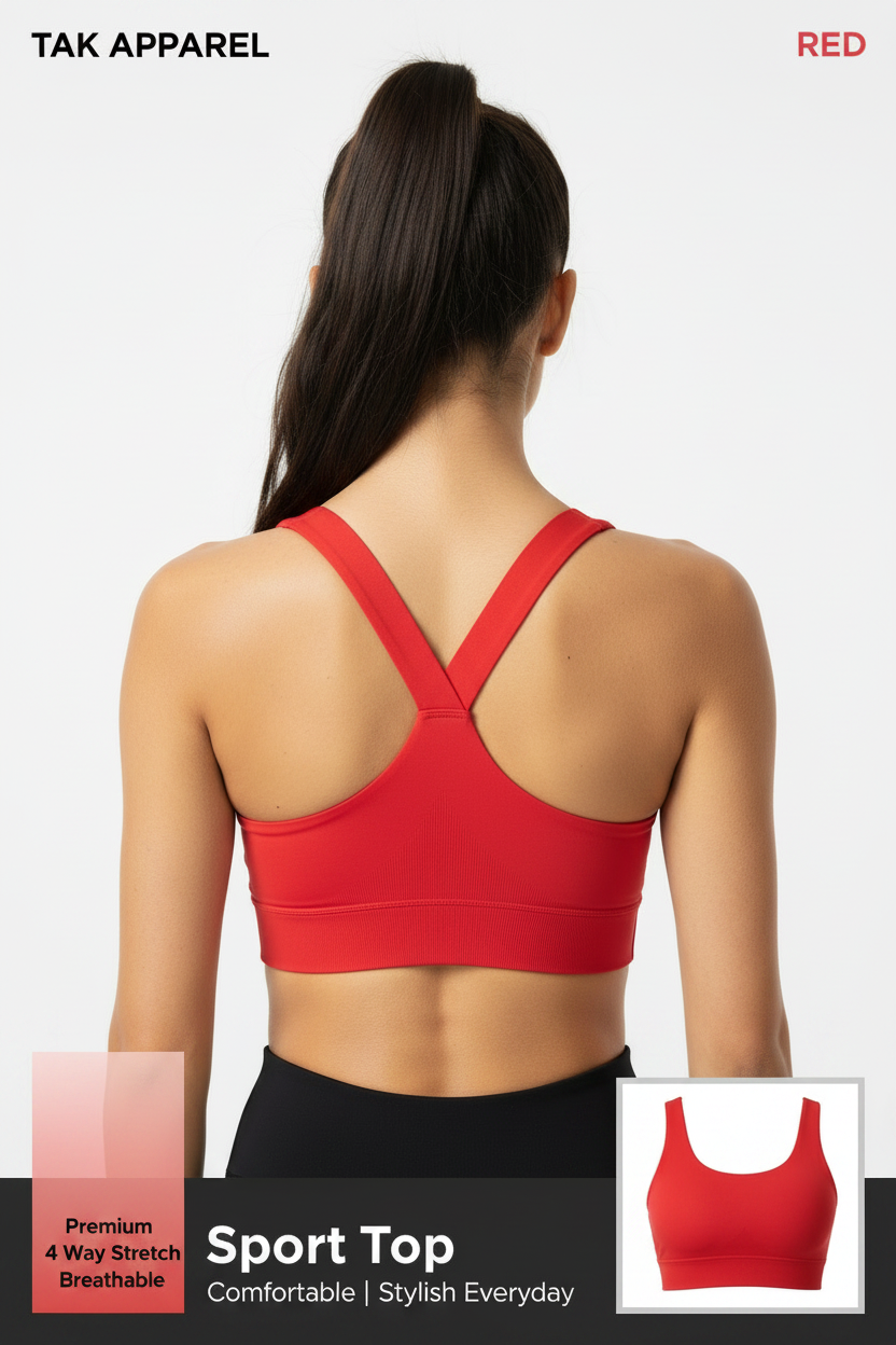 Sport Top - Red Upper Half Back