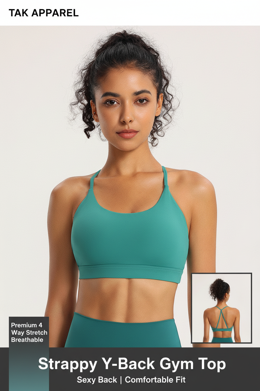 Strappy Y-Back Gym Top - Front Main Back Inset