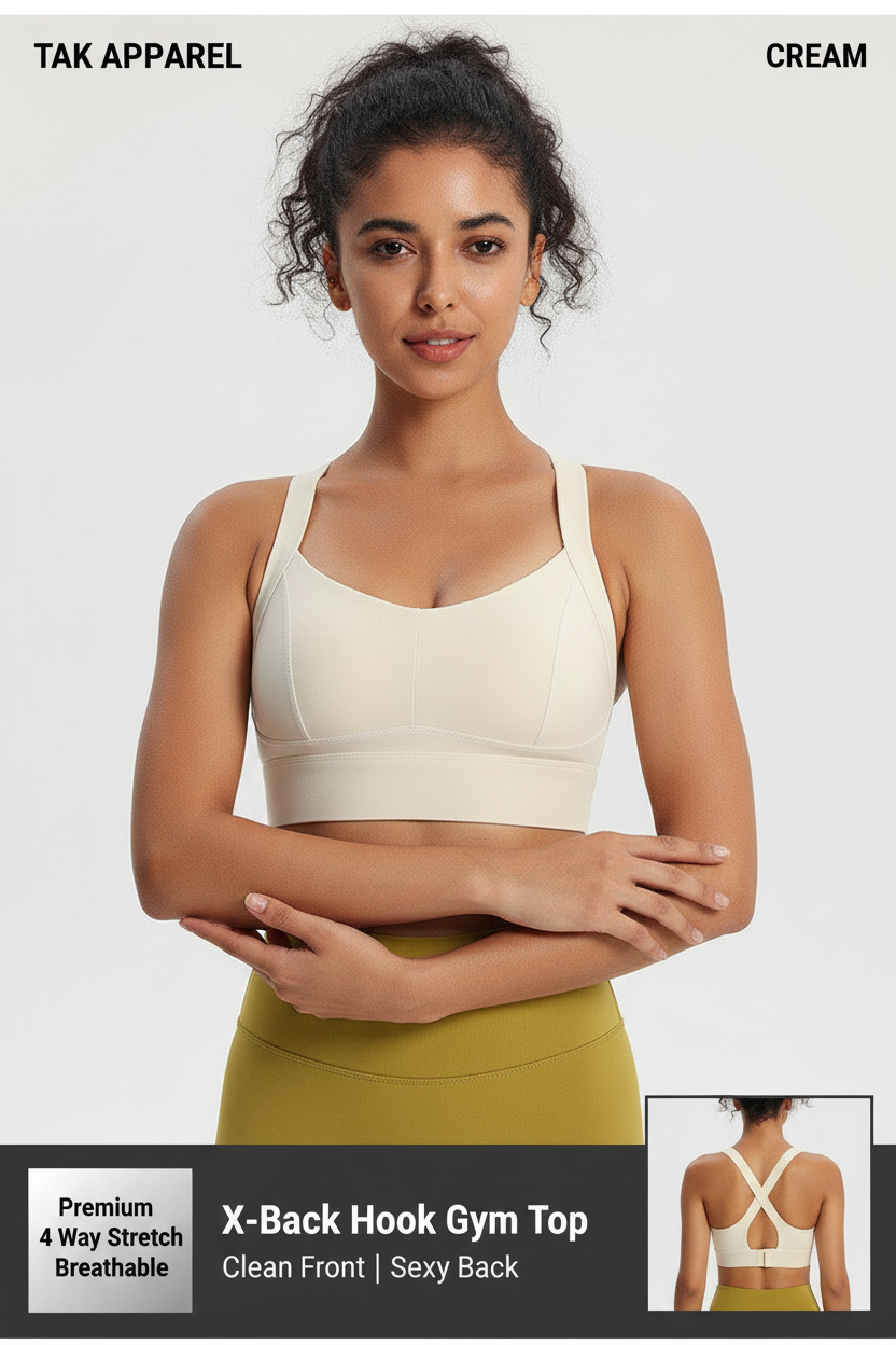 X-Back Hook Gym Top - Cream